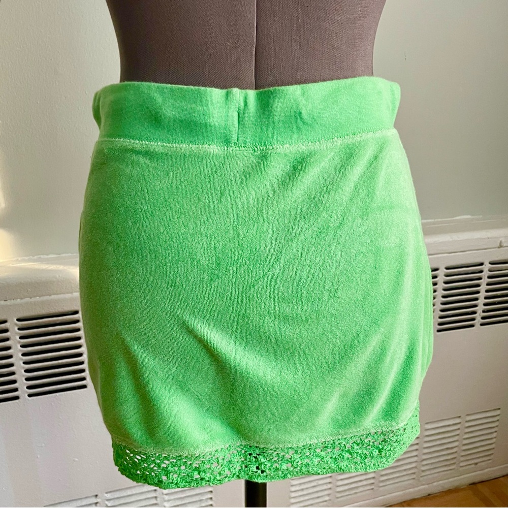 Gap green terry cloth mini skirt with drawstring - Picture 2 of 5